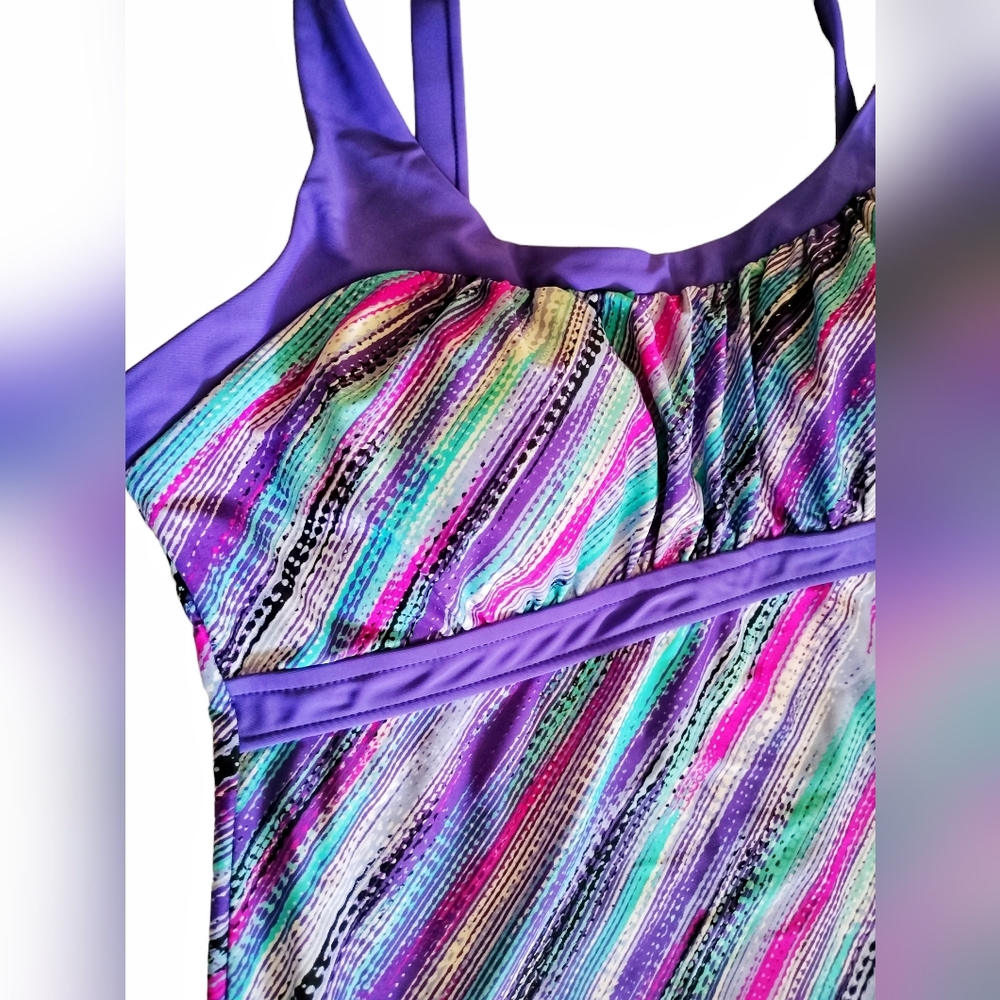 Multicolored tankini top size 14